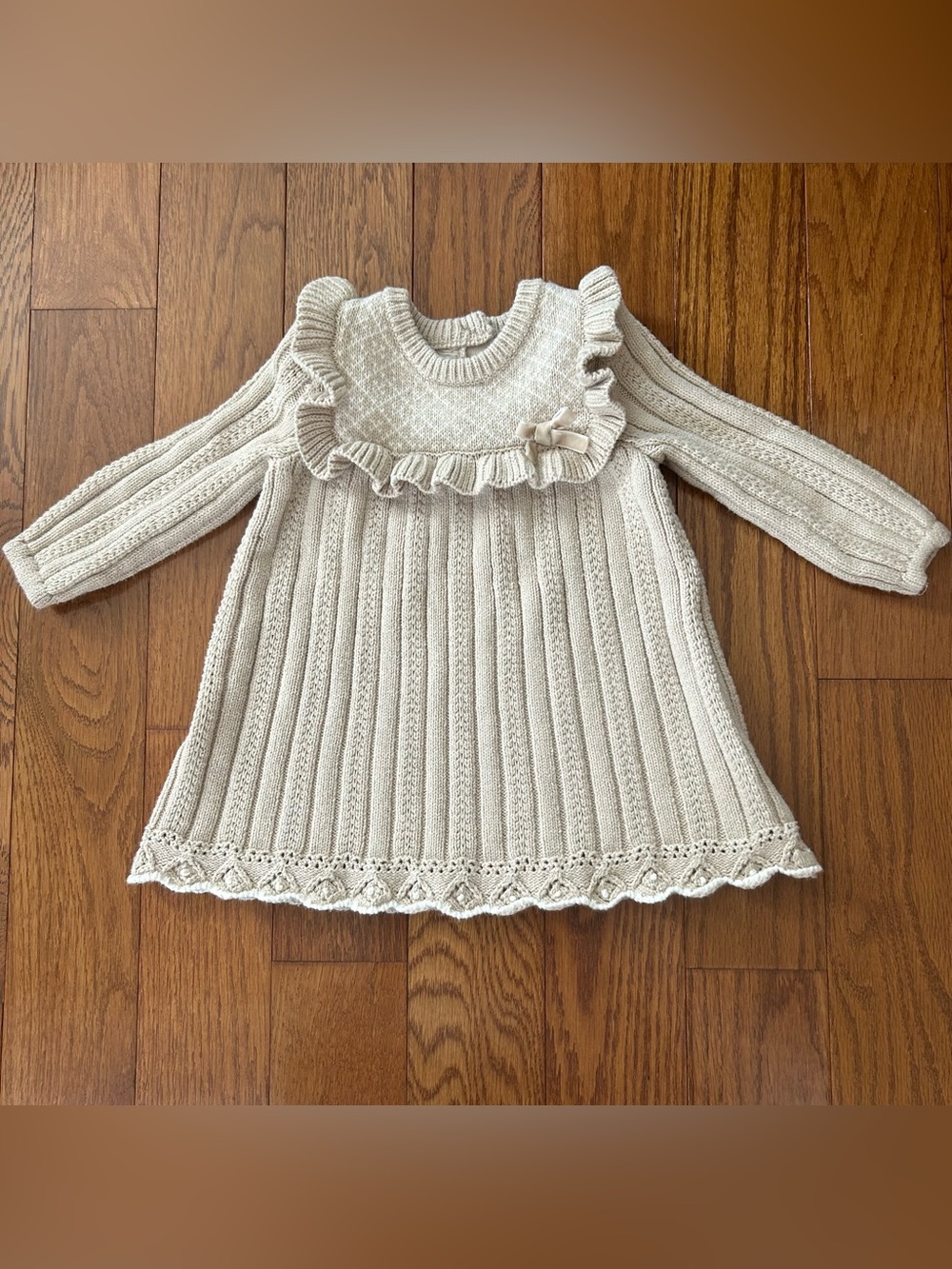 Cupcakes & Cashmere Tan/Cream Knit Sweater Dress Size 6-9M